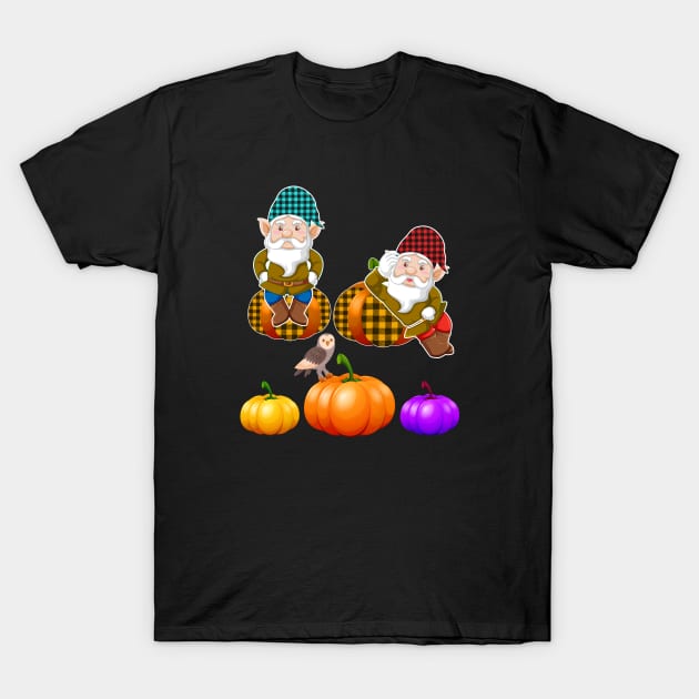 Pumpkin Gnomes Fall Autumn Cute Halloween Thanksgiving Gift T-Shirt by Marcekdesign